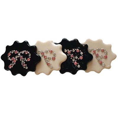 Bow Acetate Diamond-Studded Duckbill Clips