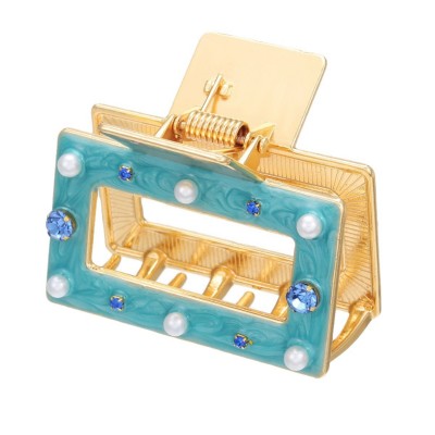 Metal Alloy Oil Dripping Rectangular Hair Claw