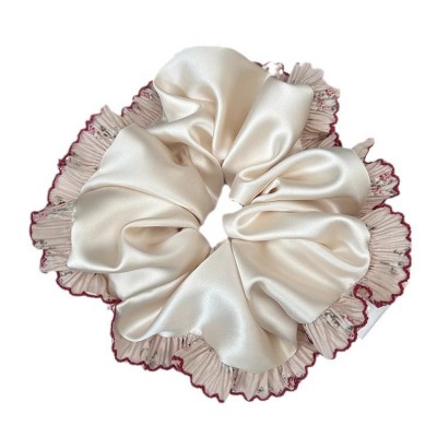 French Cream Lace Large Satin Scrunchies