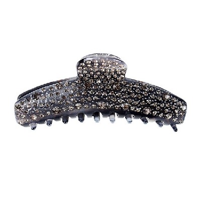 Classic Ash Gray Acetate Hair Claw with Diamond