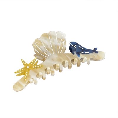Sea-Inspired Acetate Claw Clip – Dolphin & Starfish Design