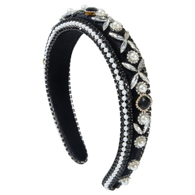 Baroque Padded Wide Headband with Crystal