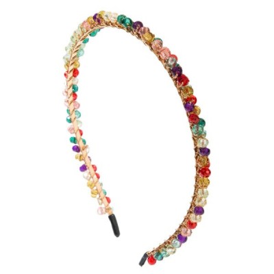 Whimsical Slim Headband with Pastel Crystal Beads