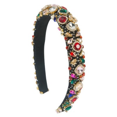 Glamorous Full-Stone Headband with Colorful Gem Accents