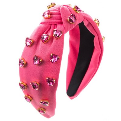 Trendy Wide Knot Headband with Sparkling Heart Accents