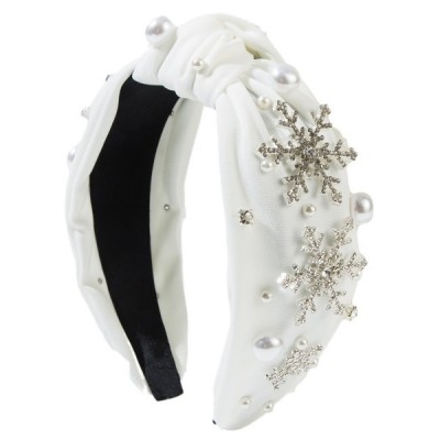 Festive Statement Headband with Crystal Snowflake Embellishment