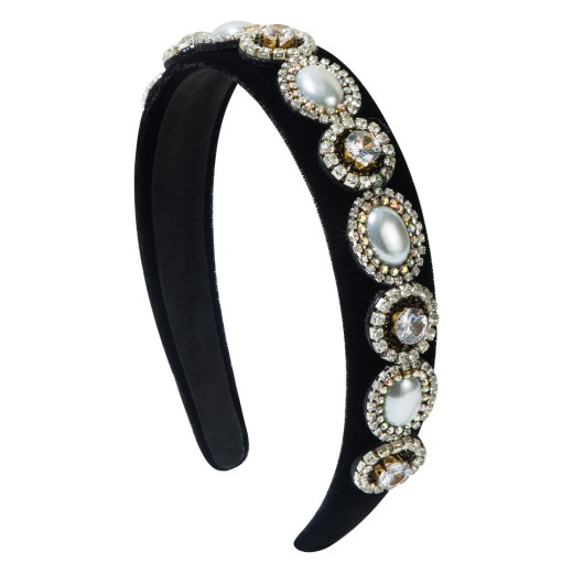 Shiny Baroque Vintage Rhinestone & Pearl Headband 