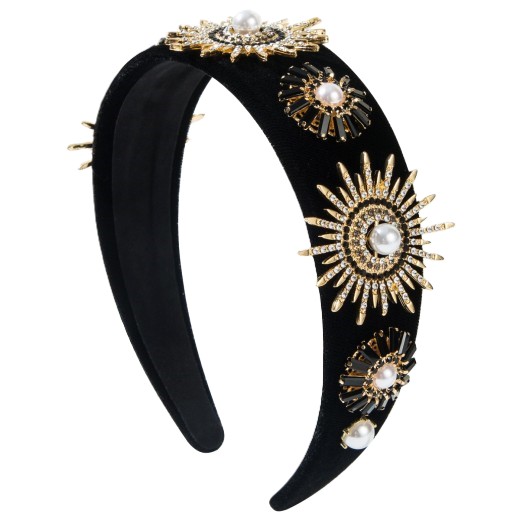 Trendy Velvet Crystal Headband – Alloy