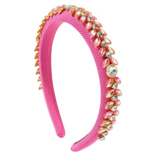 Chic Fabric-Covered Headband with Shiny Glass Crystals