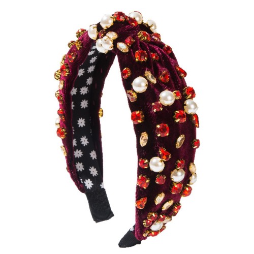 Velvet Knotted Star-Crystal Pearl Retro Luxe Headband