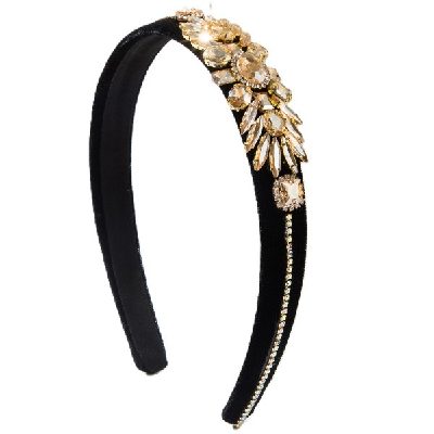 Velvet Rhinestone Thin Headband
