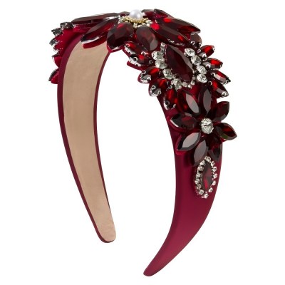 Baroque Floral Wide Headband with Handcrafted Glass