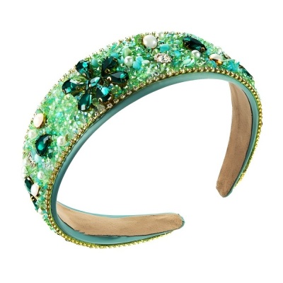 Vintage Flower Wide Headband with Sparkling Accents